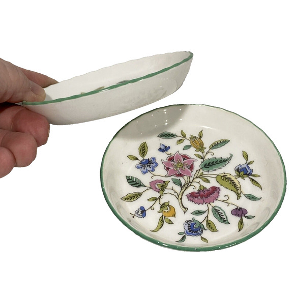 Minton Haddon Hall Chintz Set of 2 Coasters Small Round Trinket Dishes Pair - Picture 3 of 6
